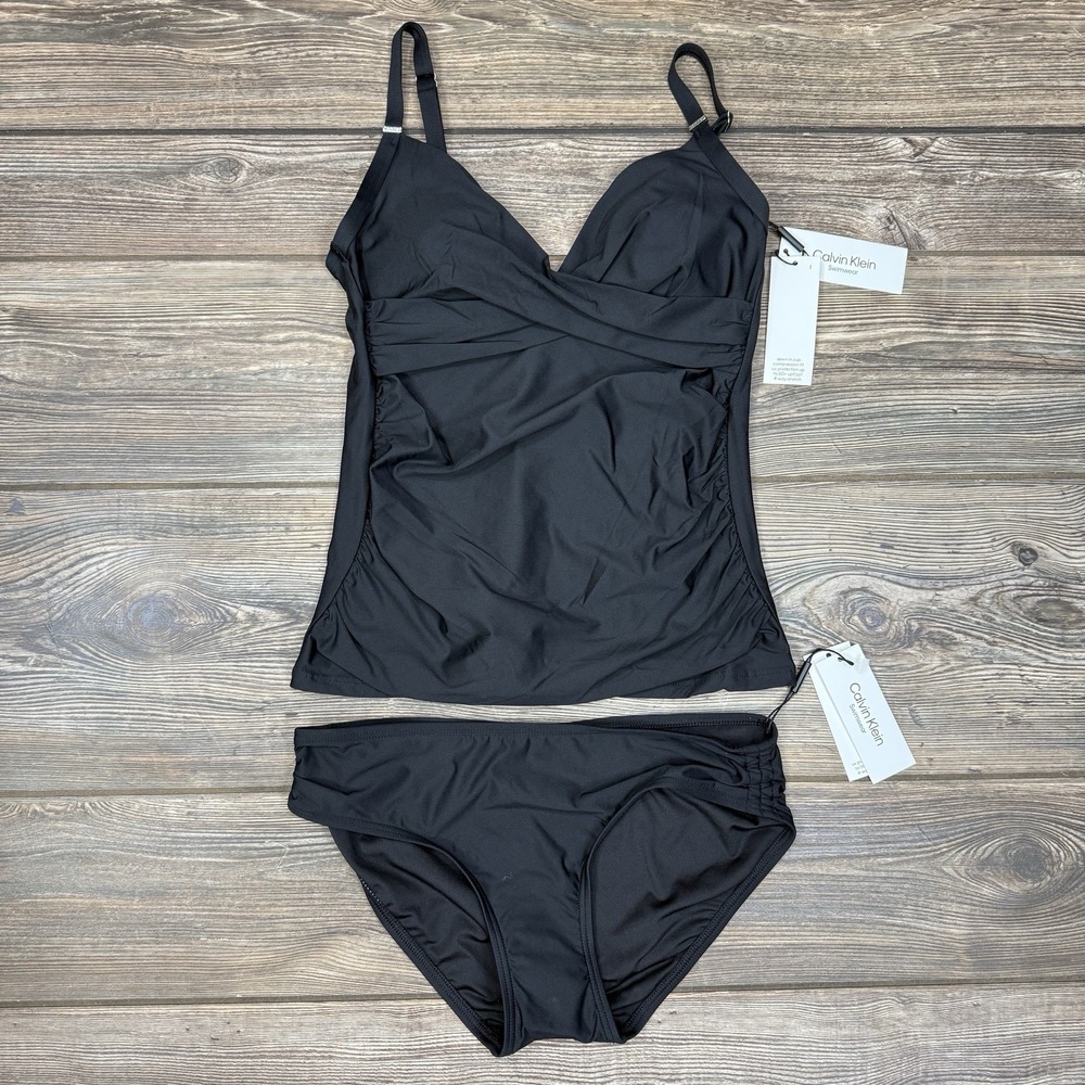 Calvin Klein Women Tankini Swimsuit Top‎ & Bottom Black Size Small NWT $126 - Picture 3 of 10